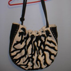 Tote Shoulder Purse Handbag Large Lined Canvas Black Beige Tan